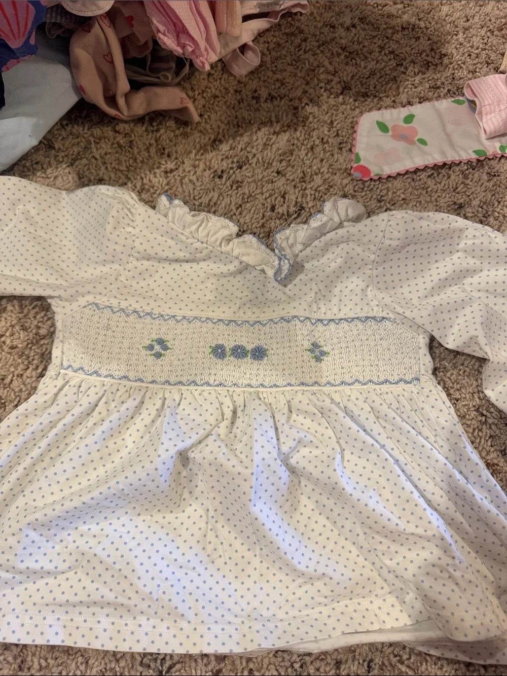 Girls' White Polka Dot Elastic Waist Pants
